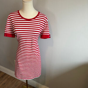 Tommy Hilfiger Women's Red & White Striped T-shirt Dress, SZ M